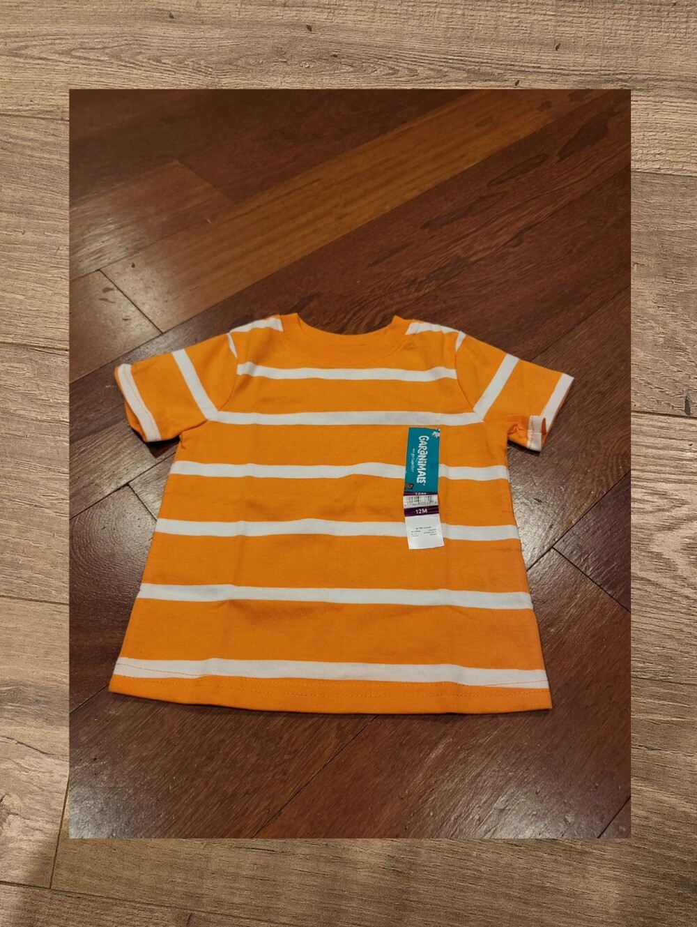 NWT Baby Boys Vibrant Orange and White Striped Tee Size 12M